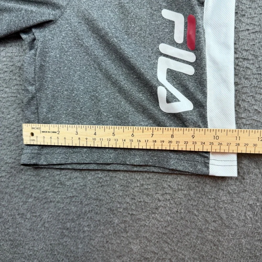 Fila Athletic Shorts Boys Size M 10/12 Gray White Logo Mesh Panel Drawstring‎